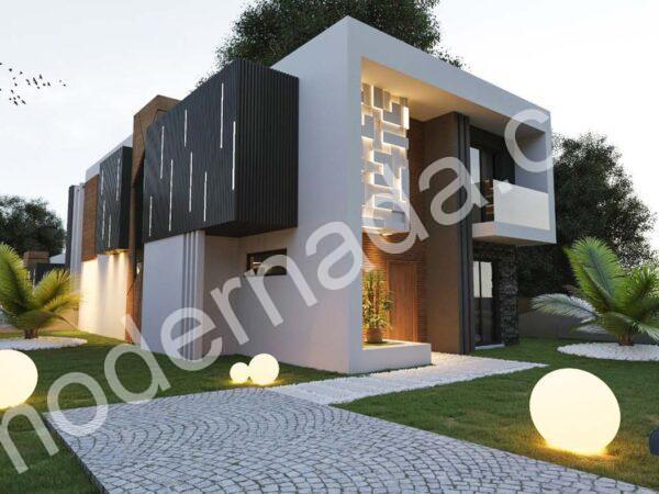 Moderner Villa -Fernseher Es gibt Gayrimenkul